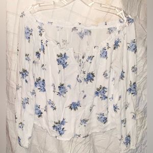 Hollister white and floral crop top